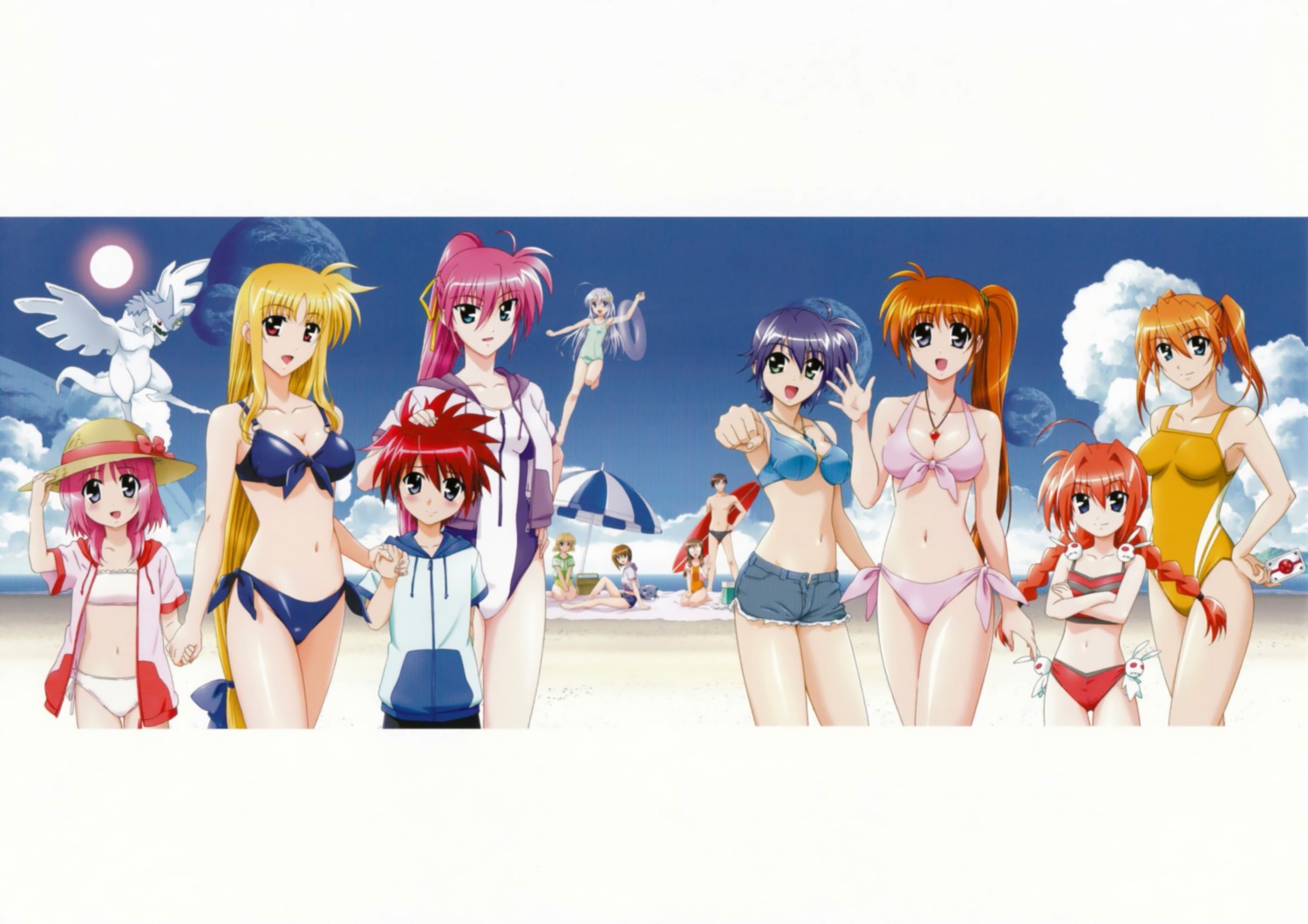 bikini, caro_ru_lushe, cleavage, erio_mondial, fate_testarossa, friedrich, mahou_shoujo_lyrical_nanoha, mahou_shoujo_lyrical_nanoha_strikers, megane, okuda_yasuhiro, reinforce_zwei, school_swimsuit, shamal, shario_finieno, signum, subaru_nakajima, swimsuits, takamachi_nanoha, teana_lanster, vice_granscenic, vita, yagami_hayate, zafira