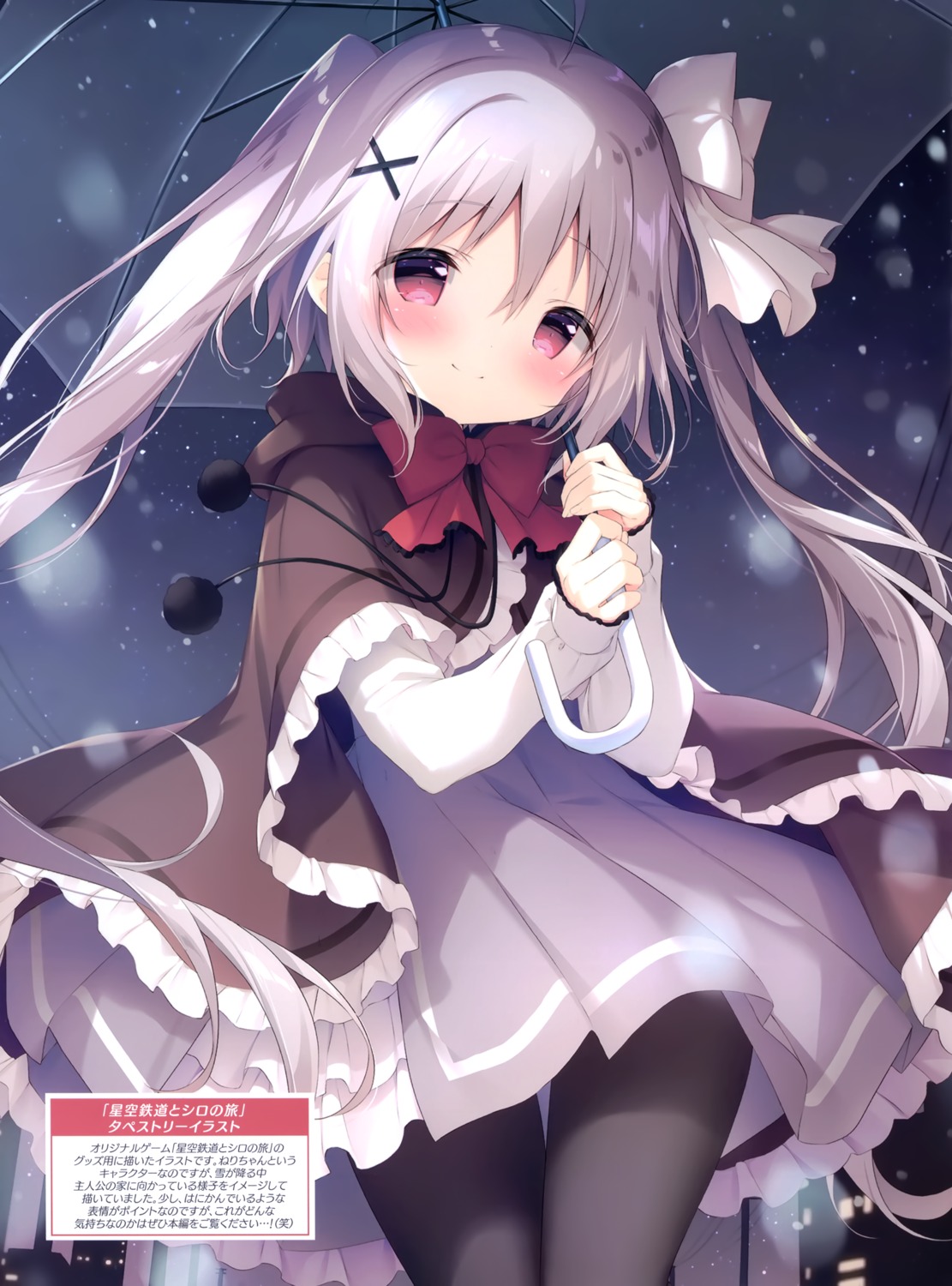 hoshizora_tetsudou_to_shiro_no_tabi, pantyhose, shiratama, shiratamaco, skirt_lift, umbrella