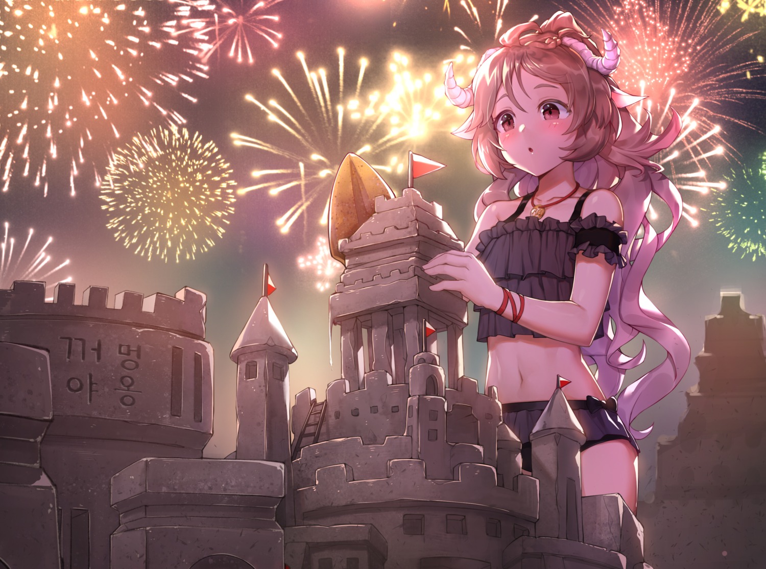 animal_ears, arknights, bikini, eyjafjalla_(arknights), horns, peachpa, swimsuits