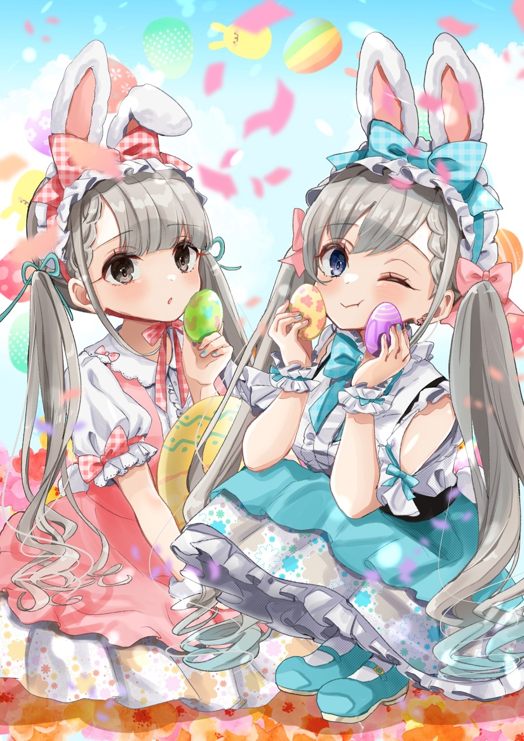 animal_ears, bunny_ears, dress, hisakawa_hayate, hisakawa_nagi, lolita_fashion, rino_cnc, the_idolm@ster