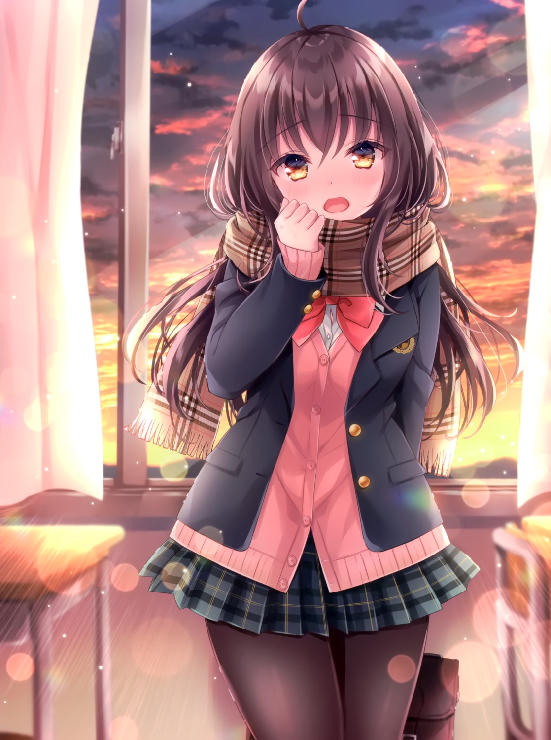 nemuri_nemu, pantyhose, seifuku, sweater