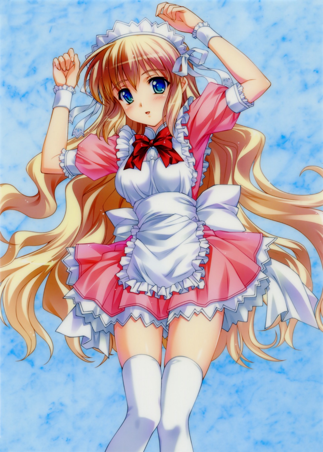 amber_quartz, dreamparty, maid, mochizuki_nayuta, thighhighs, tsukasa_yuuki, waitress