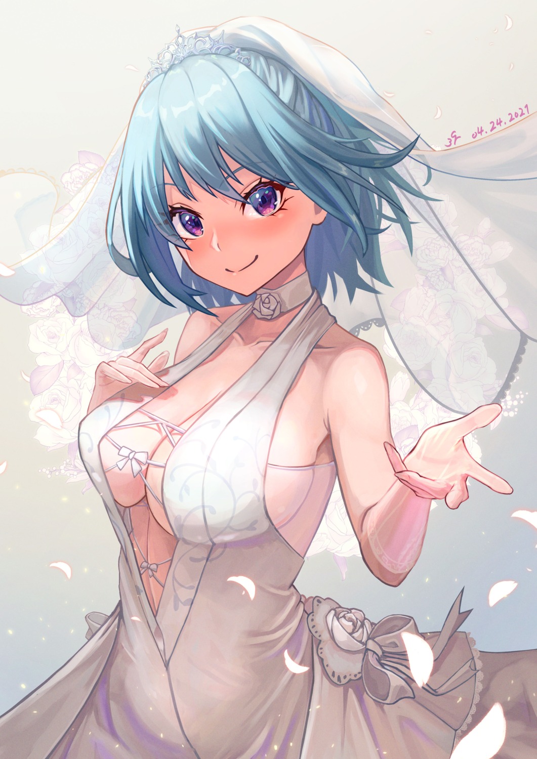 dress, kurono_kurumu, no_bra, rosario_to_vampire, sakumichi, wedding_dress