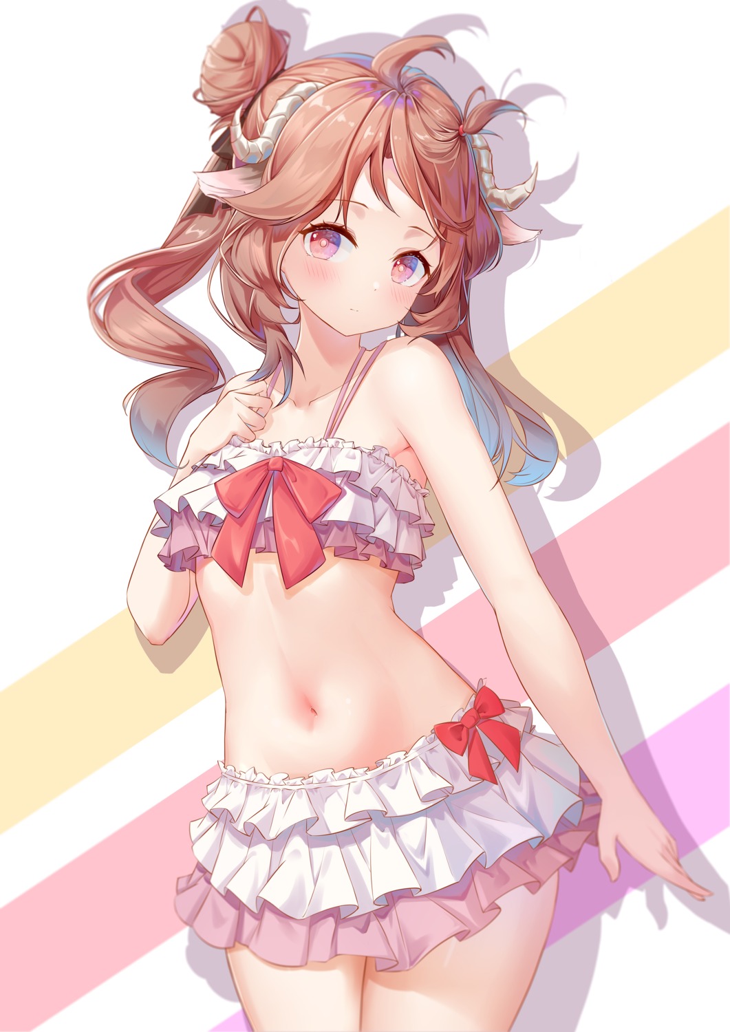 animal_ears, arknights, bikini, eyjafjalla_(arknights), horns, pai_daxing, swimsuits