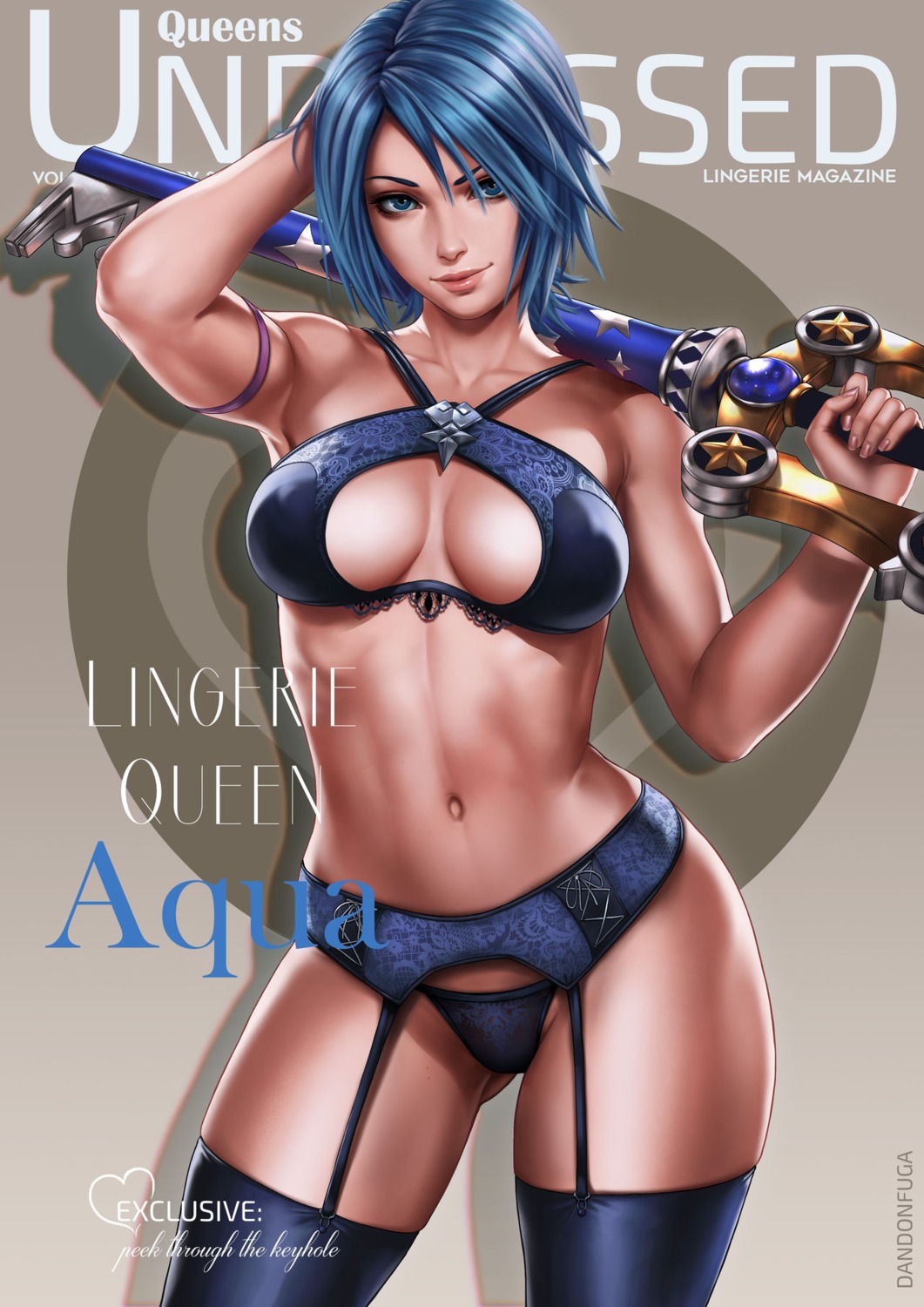 aqua_(kingdom_hearts), bra, cleavage, dandon_fuga, garter_belt, kingdom_hearts, kingdom_hearts_birth_by_sleep, pantsu