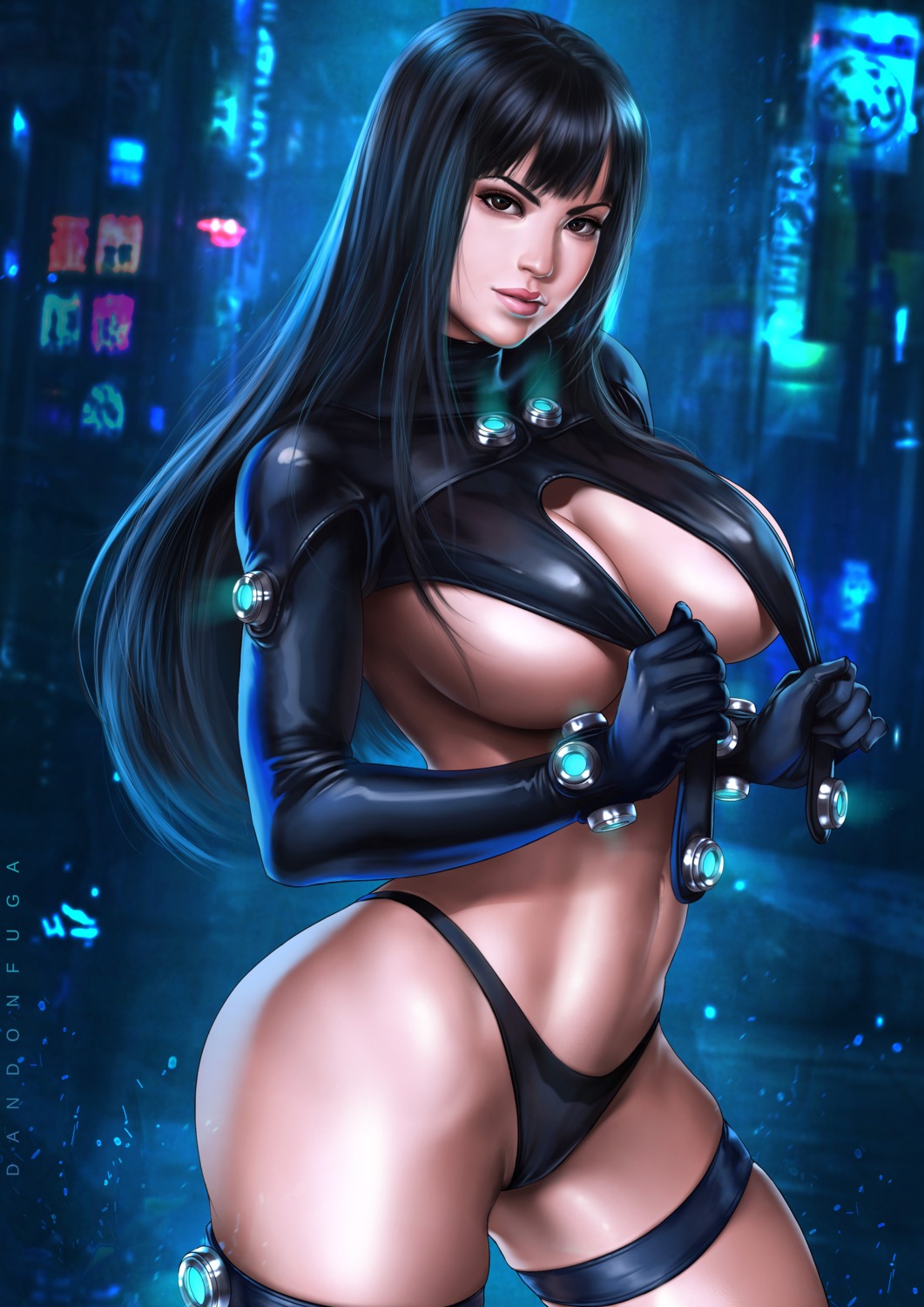 cameltoe, dandon_fuga, erect_nipples, gantz, garter, no_bra, pantsu, shimohira_reika