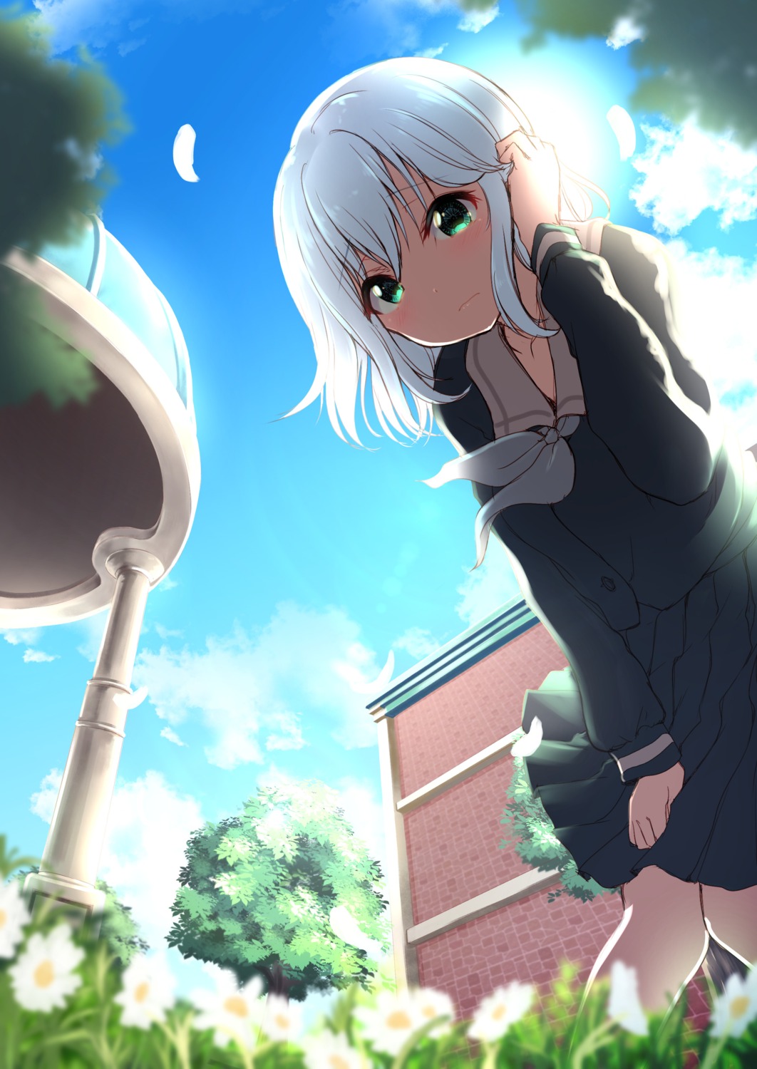 bang_dream!, bang_dream!_morfonication, kurata_mashiro, seifuku, skirt_lift, tukiyofree