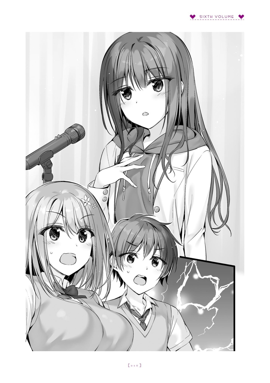 amanashi_nui, boku_no_kanojo_sensei, monochrome, oryou, saigi_makoto, saigi_miharu, seifuku, sweater