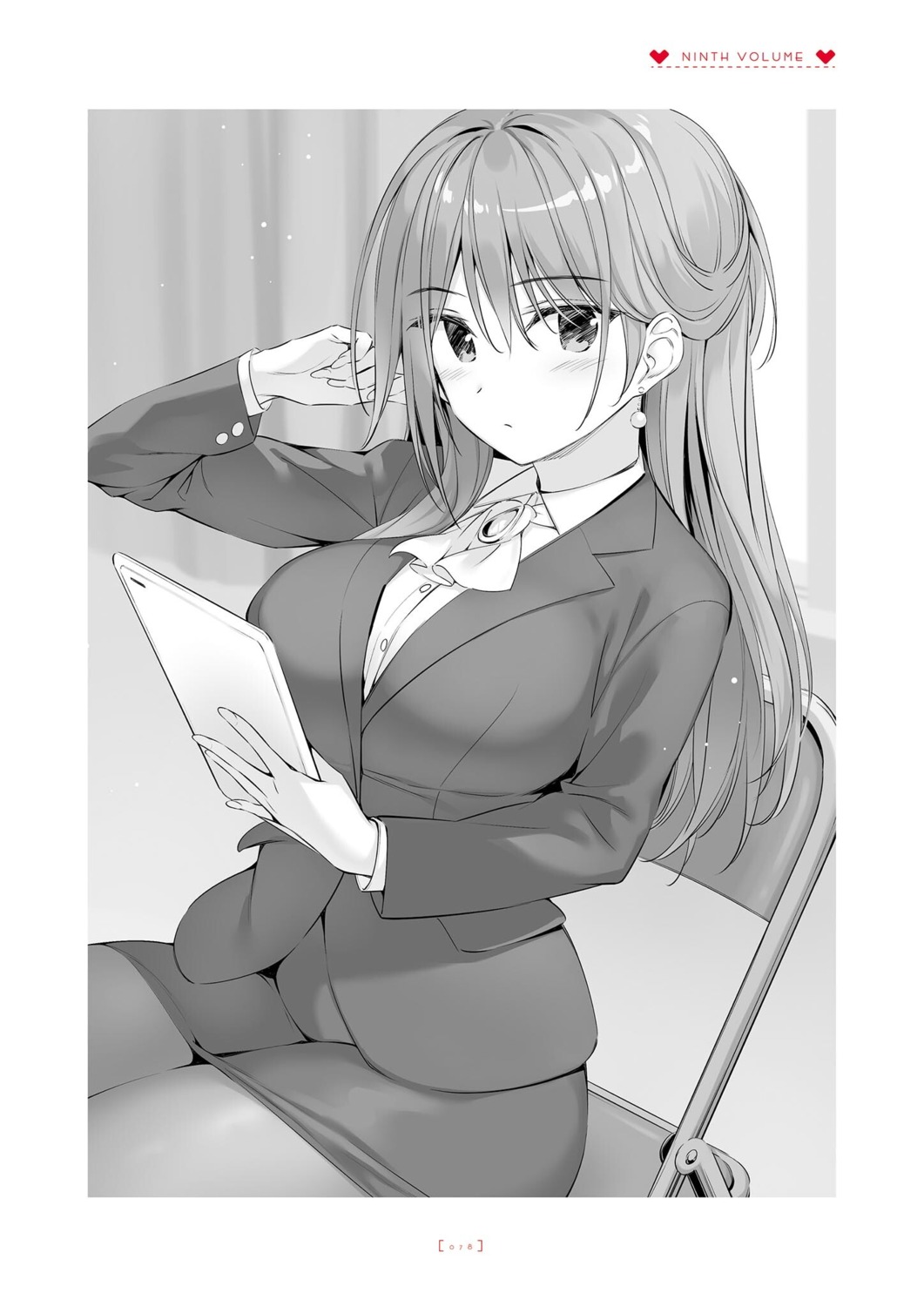 boku_no_kanojo_sensei, business_suit, fujiki_maka, monochrome, oryou, pantyhose