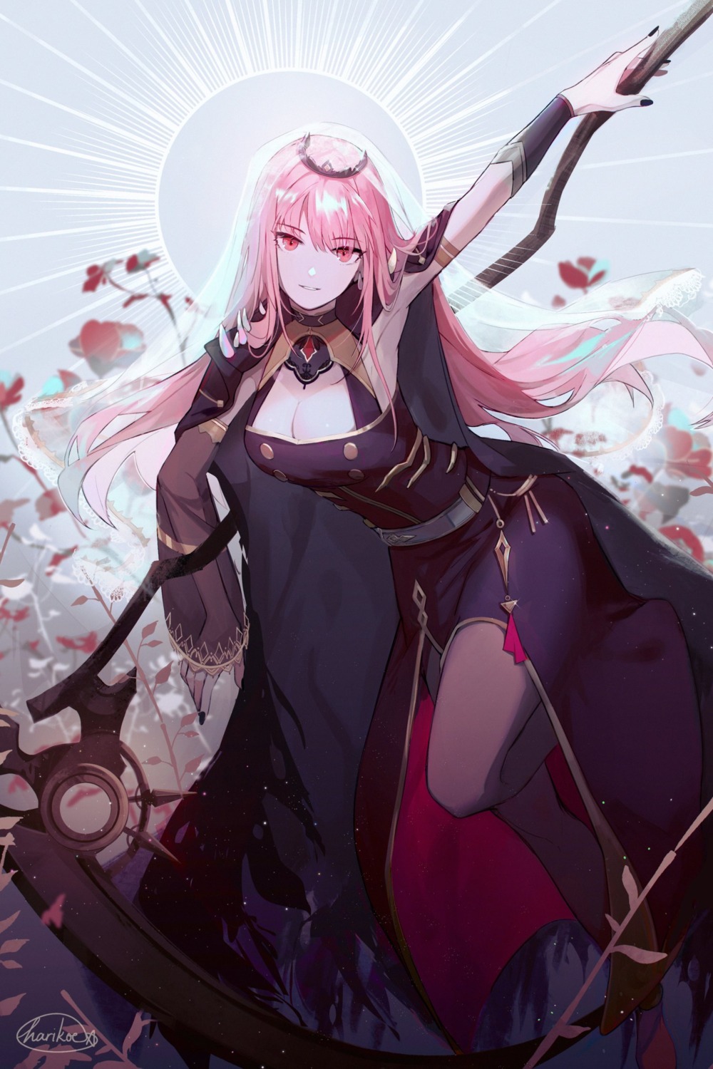 cleavage, harikoe, hololive, hololive_english, mori_calliope, weapon