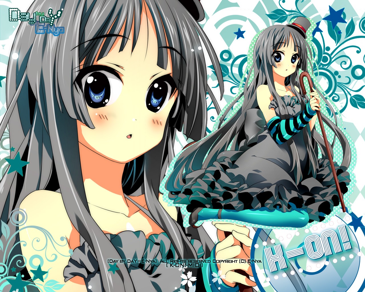 akiyama_mio, dress, e-nya, k-on!, lolita_fashion, pantyhose, wallpaper