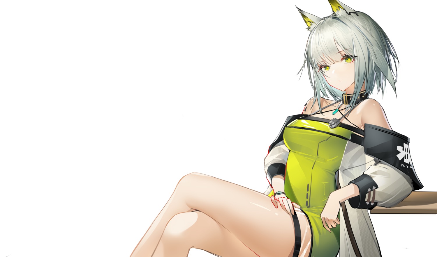 animal_ears, arknights, dress, gkd111, kal'tsit_(arknights), see_through, skirt_lift