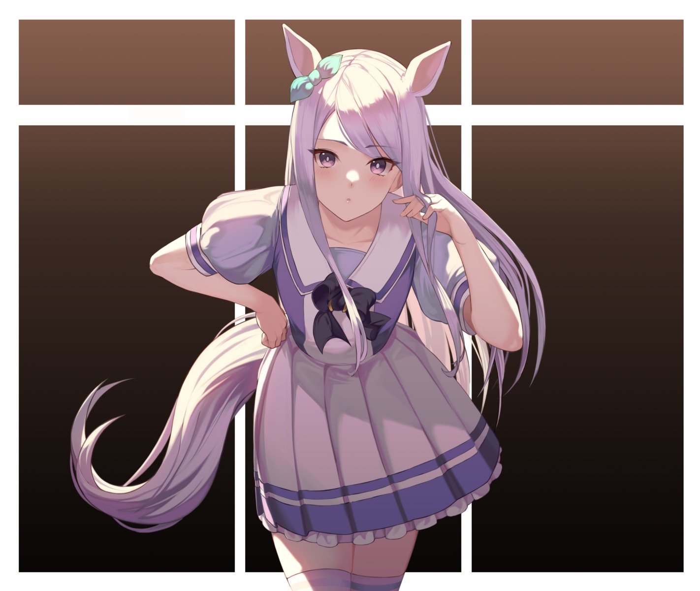 animal_ears, cynd, mejiro_mcqueen_(umamusume), seifuku, tail, thighhighs, uma_musume_pretty_derby