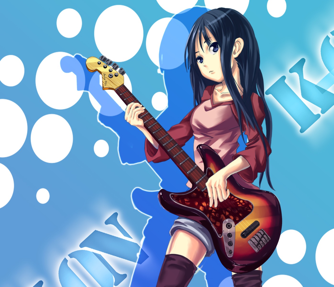 akiyama_mio, guitar, k-on!, pondel