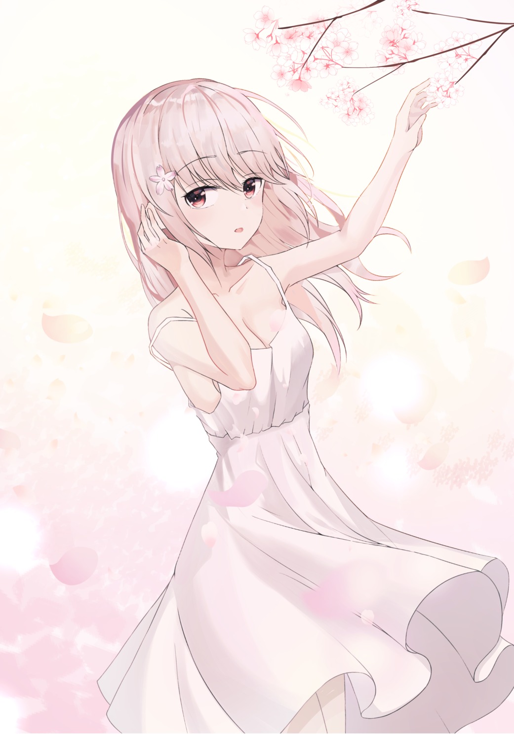 cleavage, dress, muyang, no_bra, skirt_lift, summer_dress