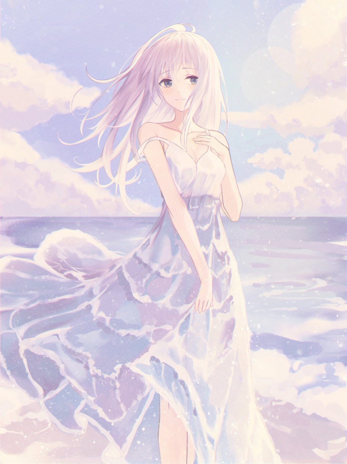 cleavage, dress, muyang, no_bra, pantsu, see_through, skirt_lift, summer_dress