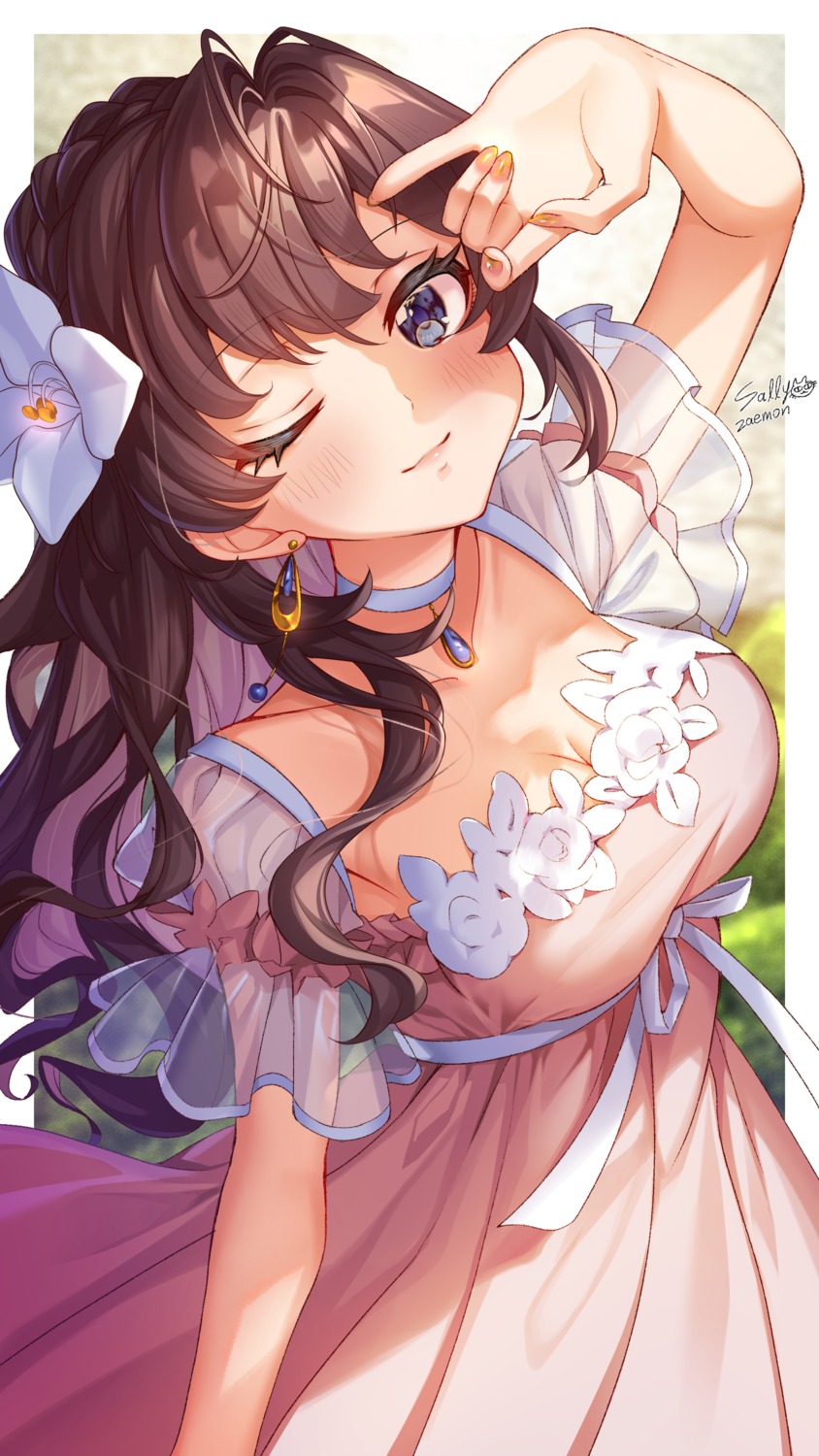 cleavage, dress, ichinose_shiki, sallyzaemon, skirt_lift, the_idolm@ster, the_idolm@ster_cinderella_girls