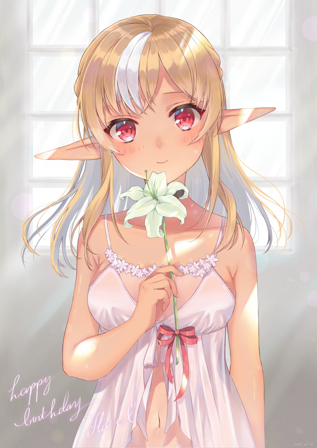 elf, hololive, kabi_akaru, lingerie, no_bra, pointy_ears, see_through, shiranui_flare