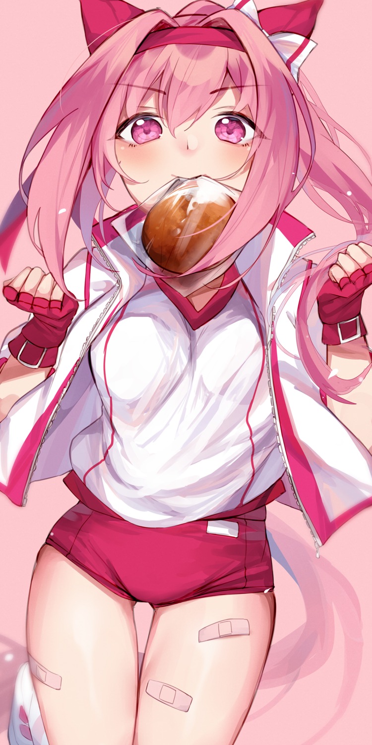 animal_ears, bandaid, buruma, gym_uniform, haru_urara_(umamusume), kagurazaka_miyabi, tail, uma_musume_pretty_derby