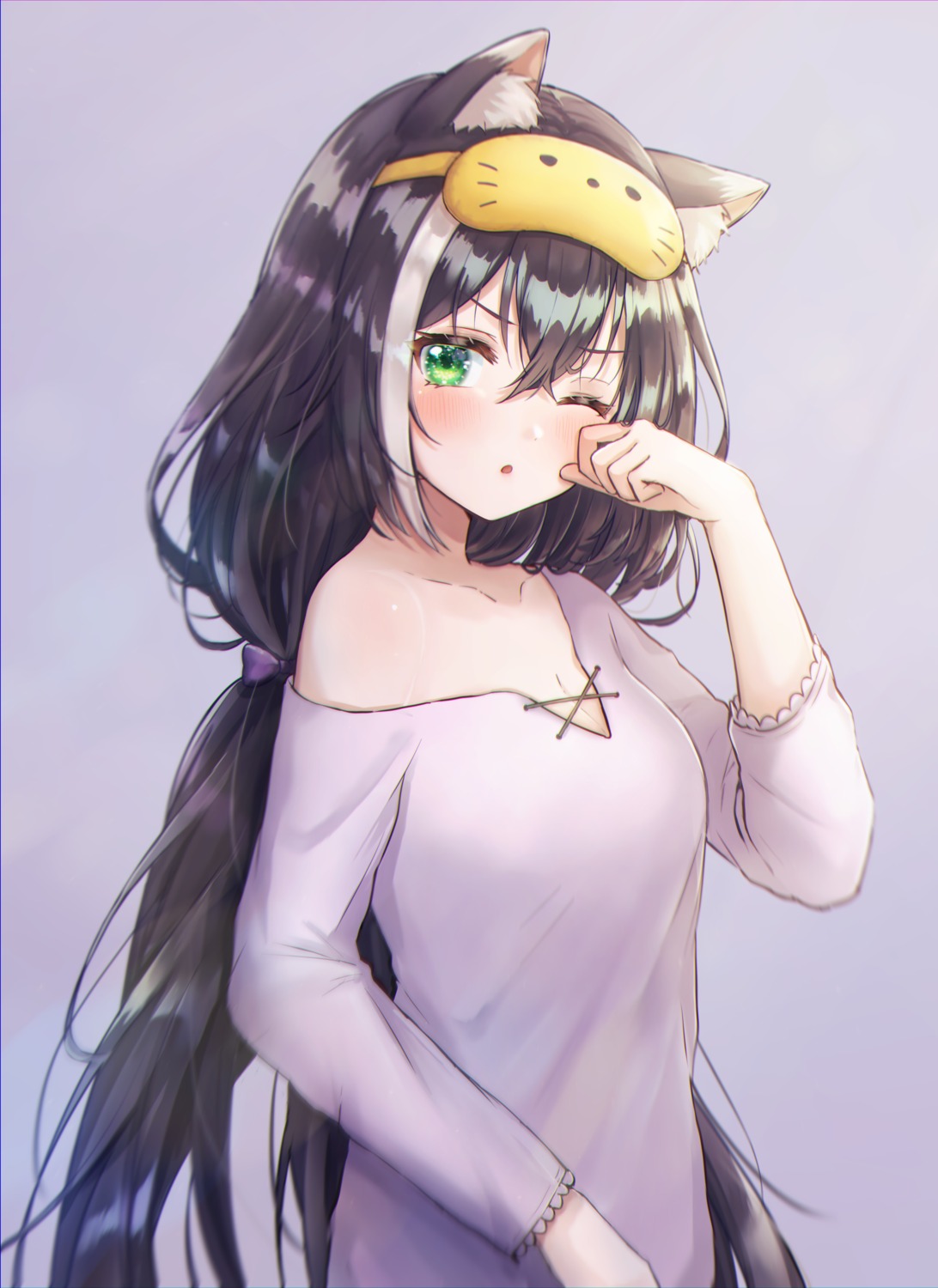 animal_ears, cleavage, karyl_(princess_connect), nekomimi, no_bra, princess_connect!, princess_connect!_re:dive, shinzousan