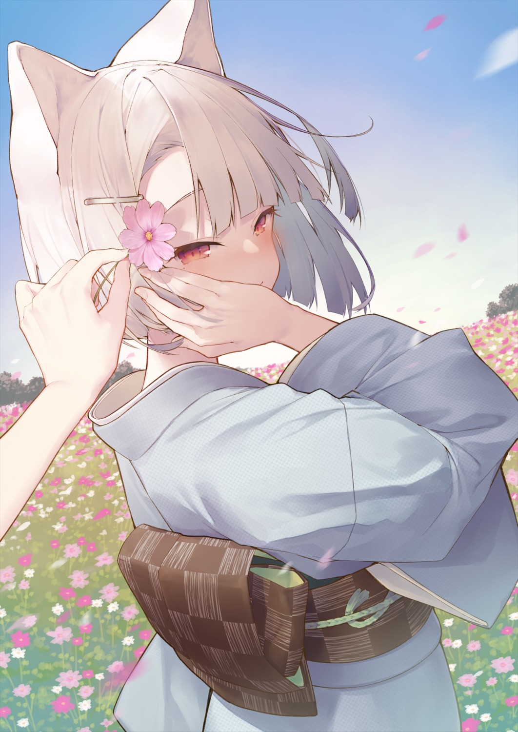 animal_ears, kimono, kitsune, tokuno_yuika