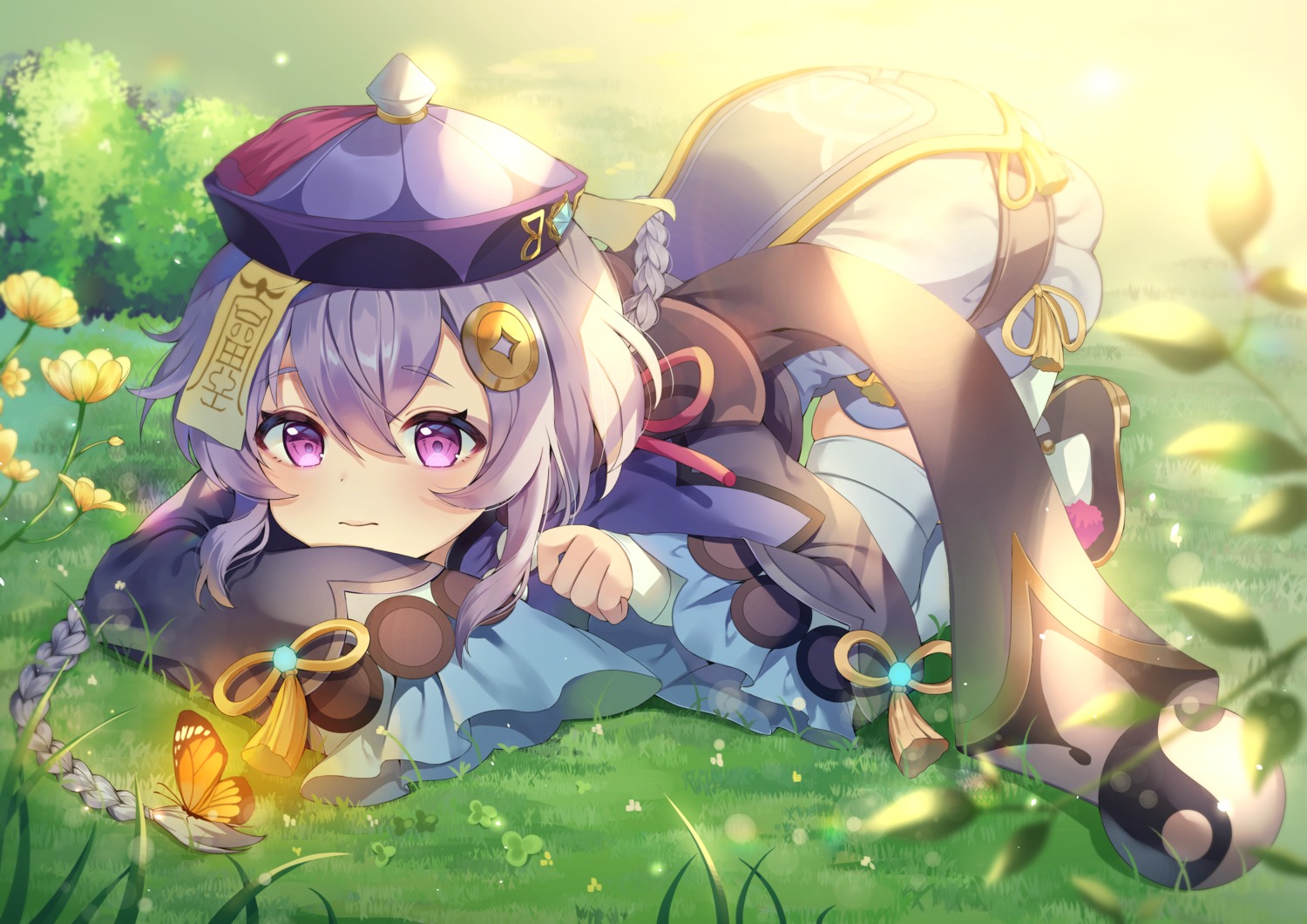 asian_clothes, genshin_impact, qiqi, ranchan12, thighhighs