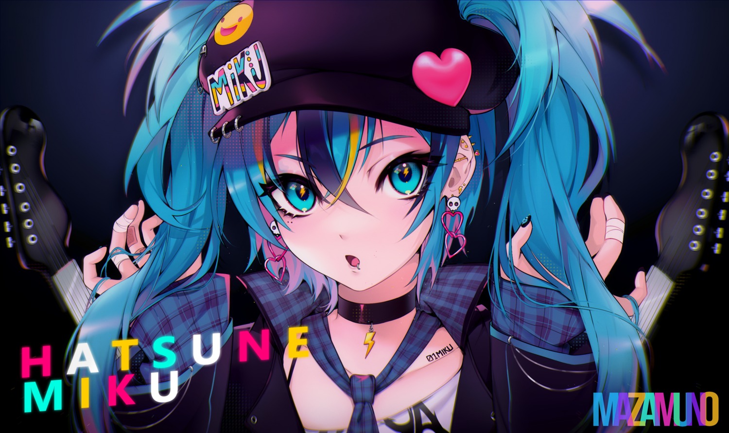 bandages, bandaid, hatsune_miku, mazamuno, tattoo, vocaloid