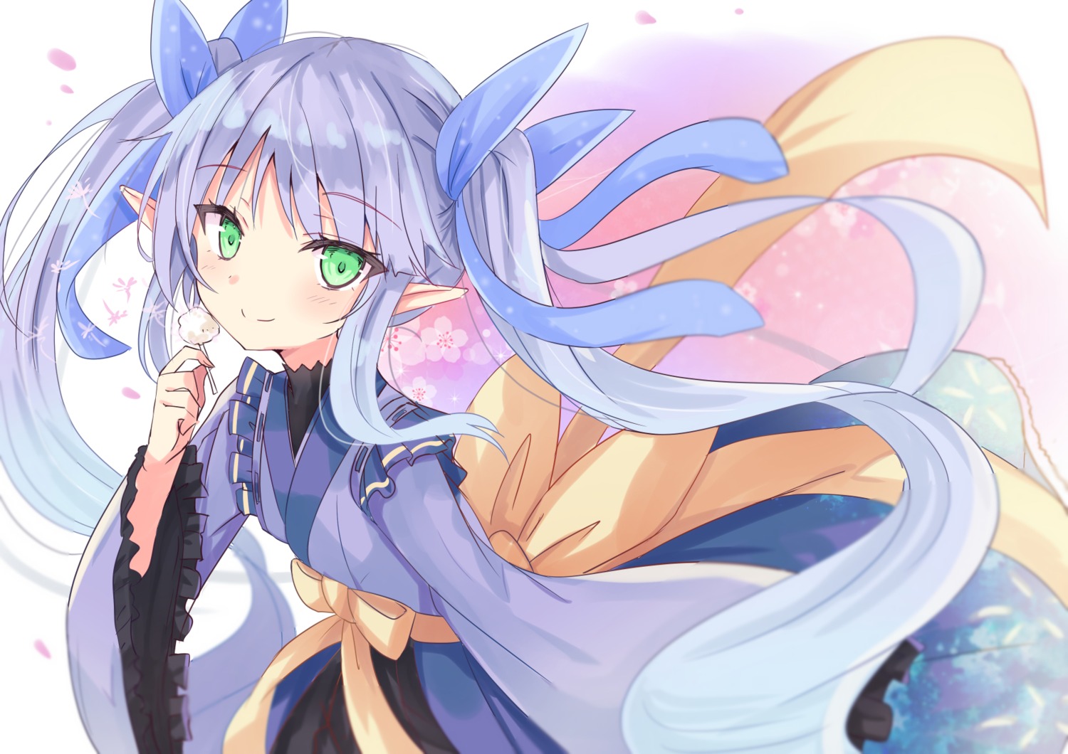 hikawa_kyouka, hizaka, lolita_fashion, pointy_ears, princess_connect!, princess_connect!_re:dive, skirt_lift, wa_lolita