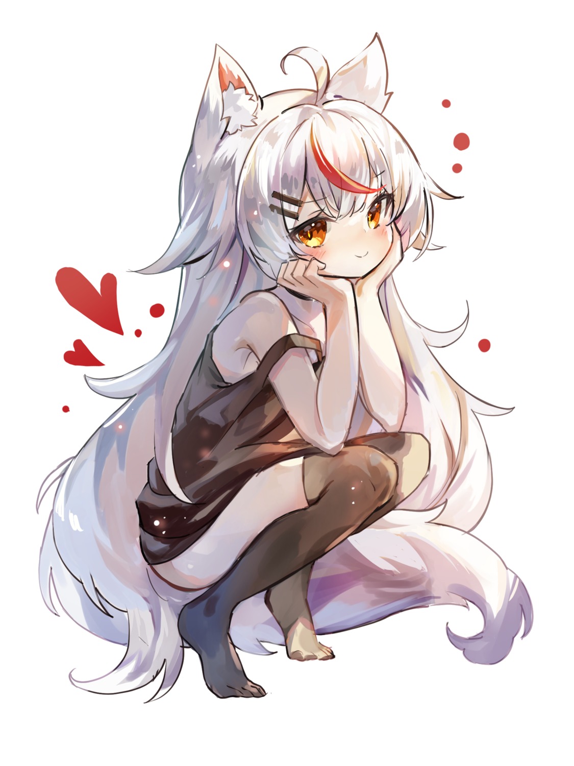animal_ears, fujii_shino, indie_virtual_youtuber, kamiko_kana, kitsune, skirt_lift, tail, thighhighs