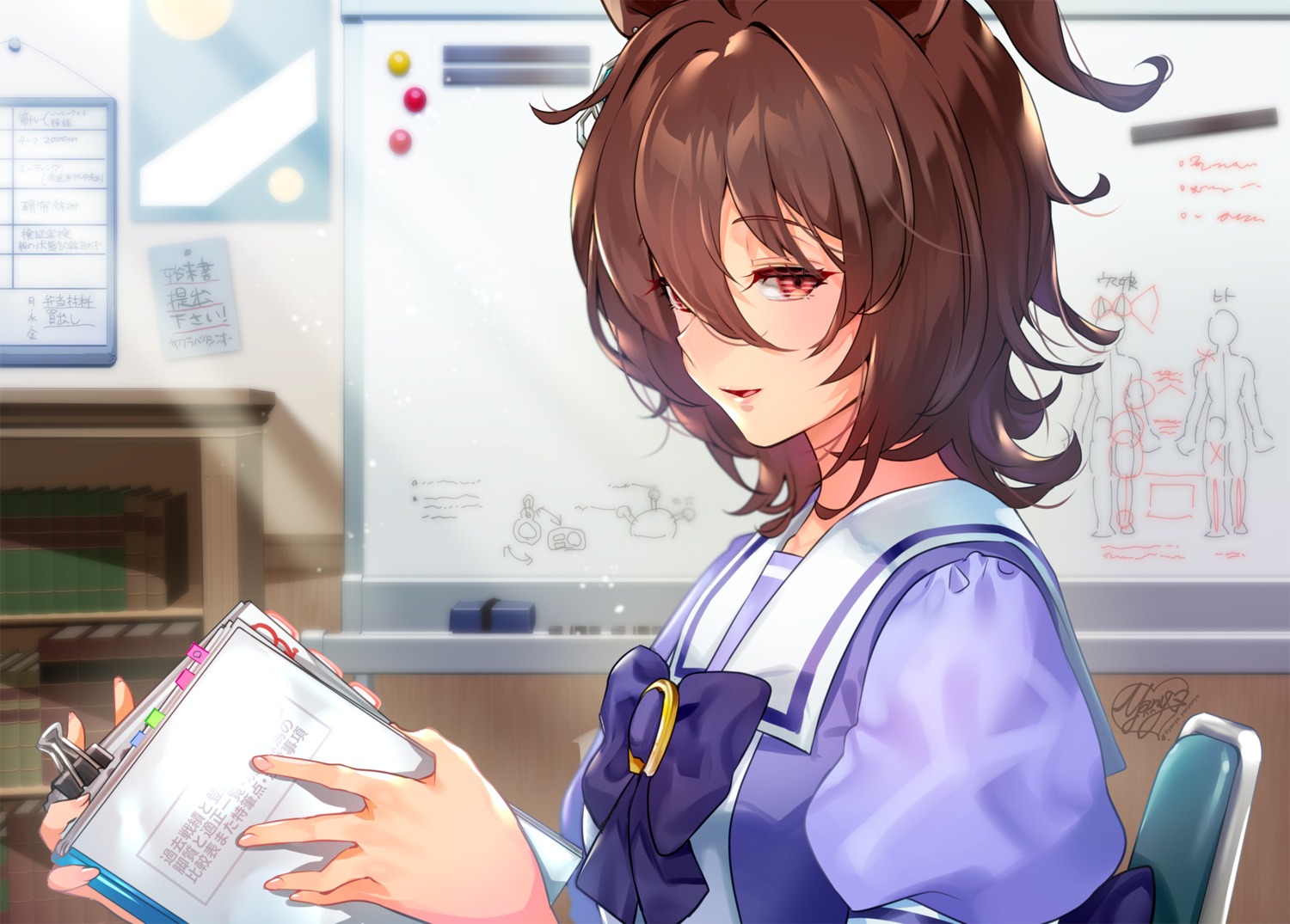agnes_tachyon_(umamusume), animal_ears, artist_revision, seifuku, ultimate_girls, yanyo