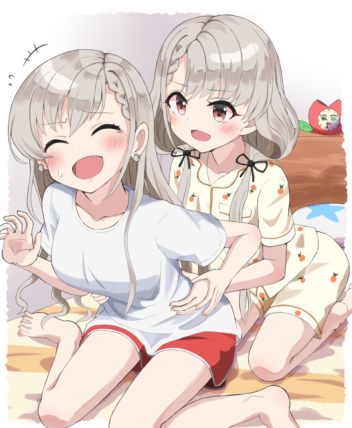 buruma, gym_uniform, haruki_(haruki678), hisakawa_hayate, hisakawa_nagi, pajama, the_idolm@ster, the_idolm@ster_cinderella_girls