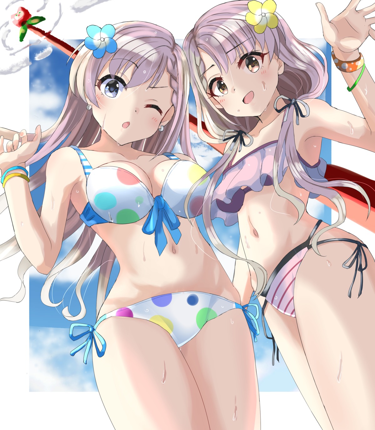 bikini, cleavage, haruki_(haruki678), hisakawa_hayate, hisakawa_nagi, swimsuits, the_idolm@ster, the_idolm@ster_cinderella_girls