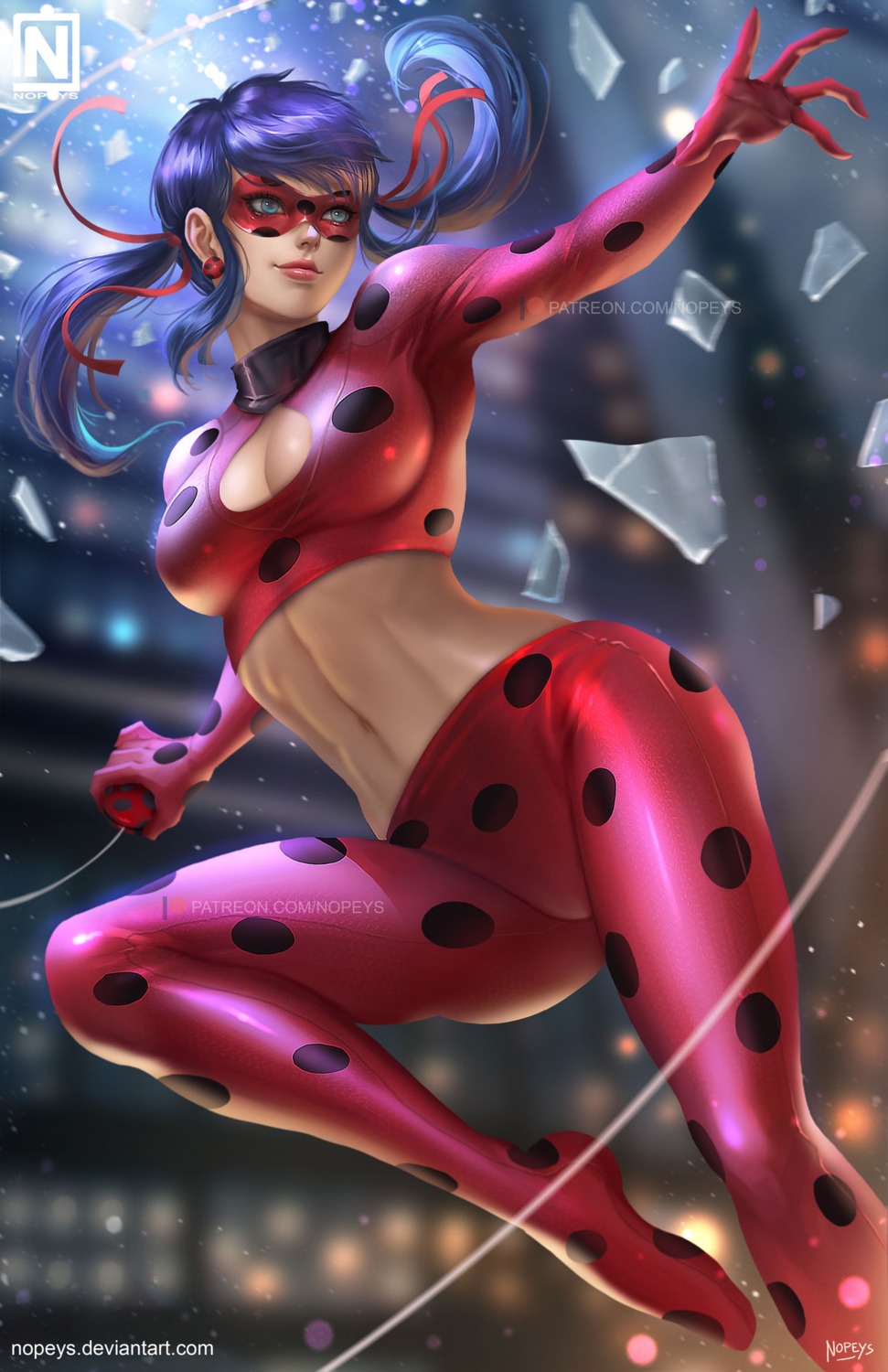cleavage, ladybug, marinette_cheng, miraculous_ladybug, nopeys, watermark
