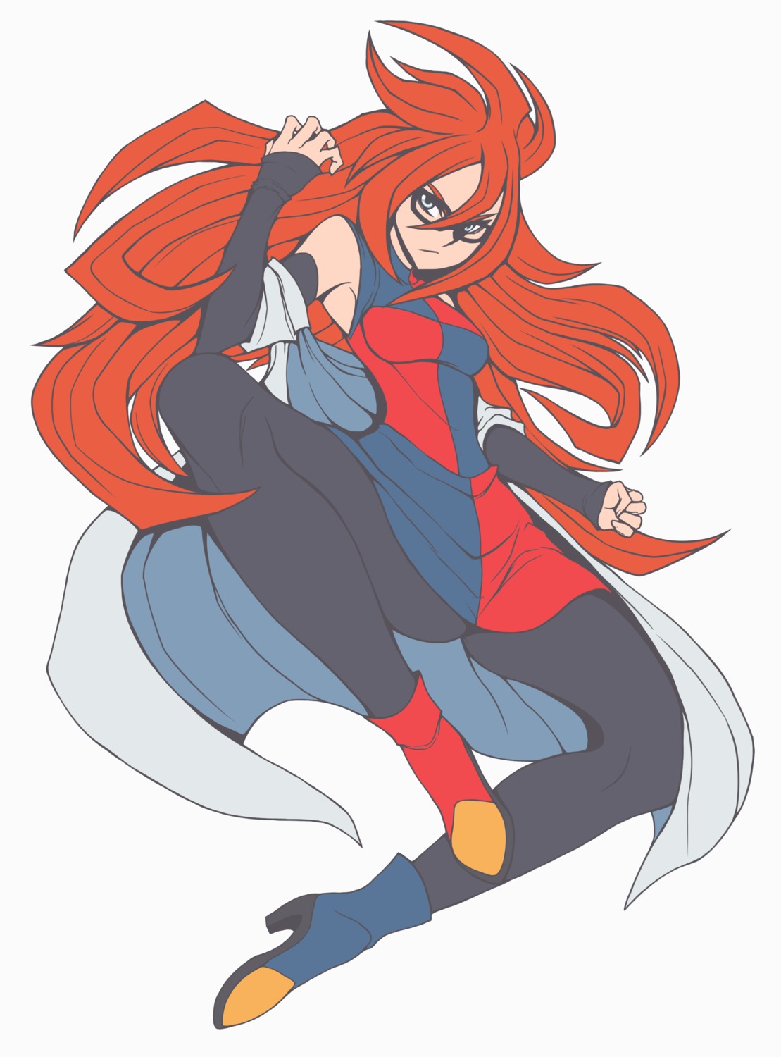 abysswatchers, android_21, dragon_ball, dragon_ball_fighterz, dress, heels, megane, pantyhose, sketch, skirt_lift