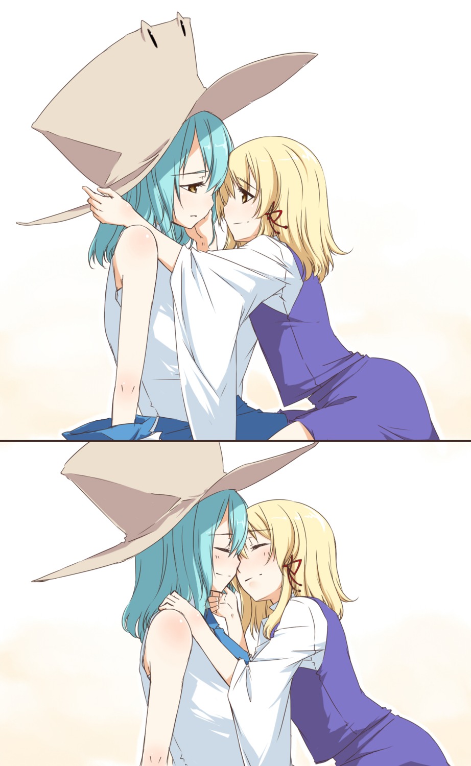 kochiya_sanae, moriya_suwako, sakuraba_yuuki, touhou, yuri