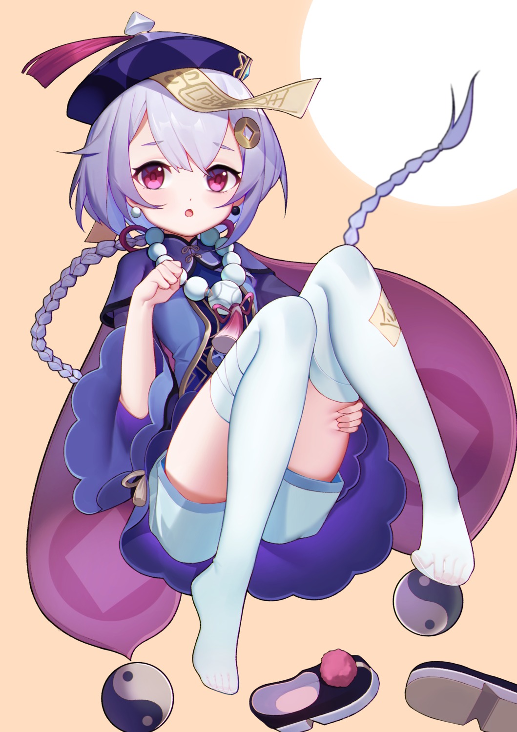 asian_clothes, bandages, genshin_impact, qiqi, thighhighs, xingchee