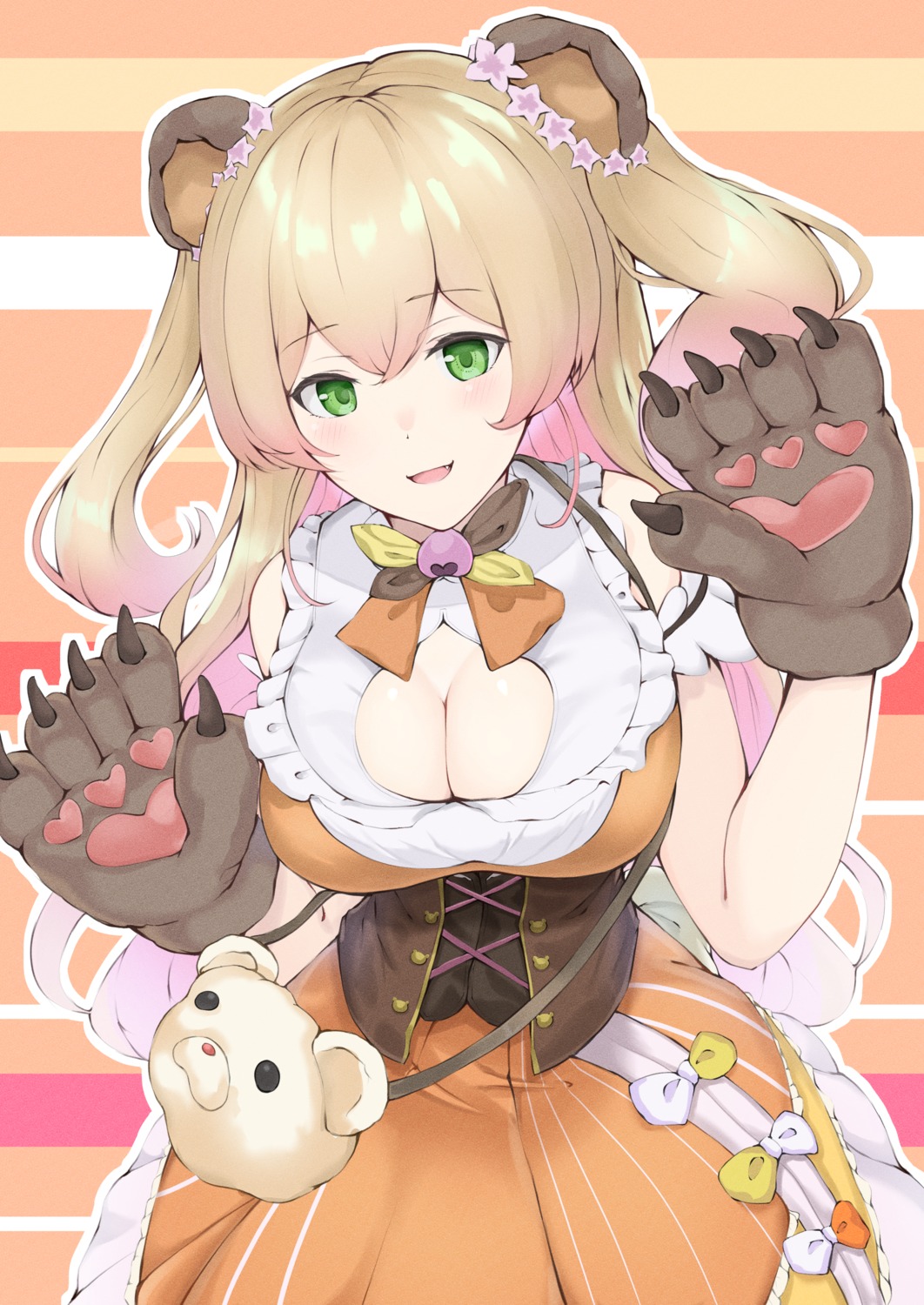 animal_ears, cleavage, dress, hololive, momosuzu_nene, tsujiya_okuyasu