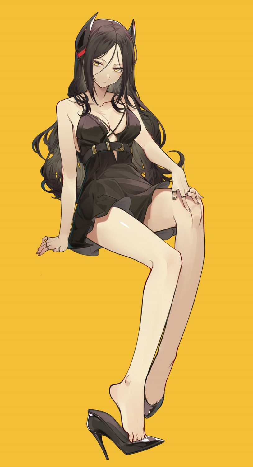 arknights, cleavage, dpea9, dress, no_bra, skirt_lift