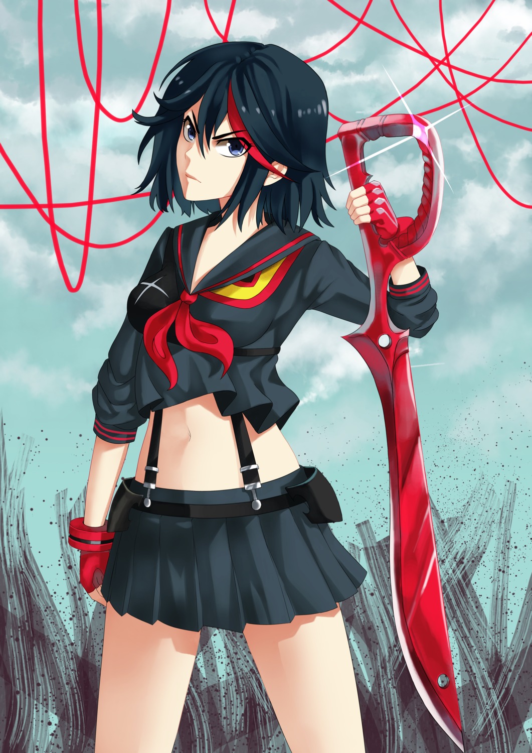kill_la_kill, matoi_ryuuko, seifuku, senketsu, sword, yoneyu