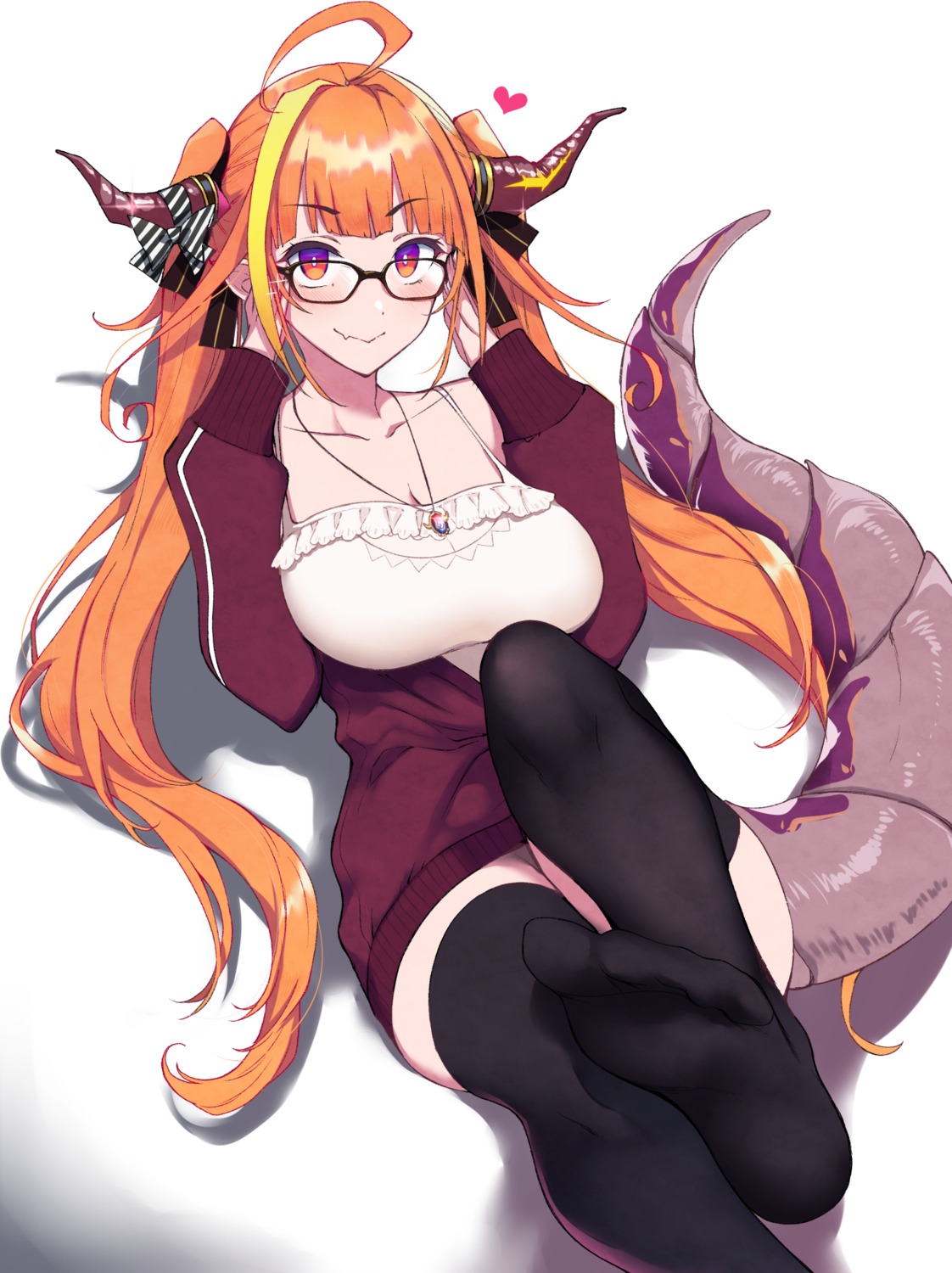 feet, gym_uniform, hololive, horns, kiryuu_coco, megane, pochi_(pochi-goya), pointy_ears