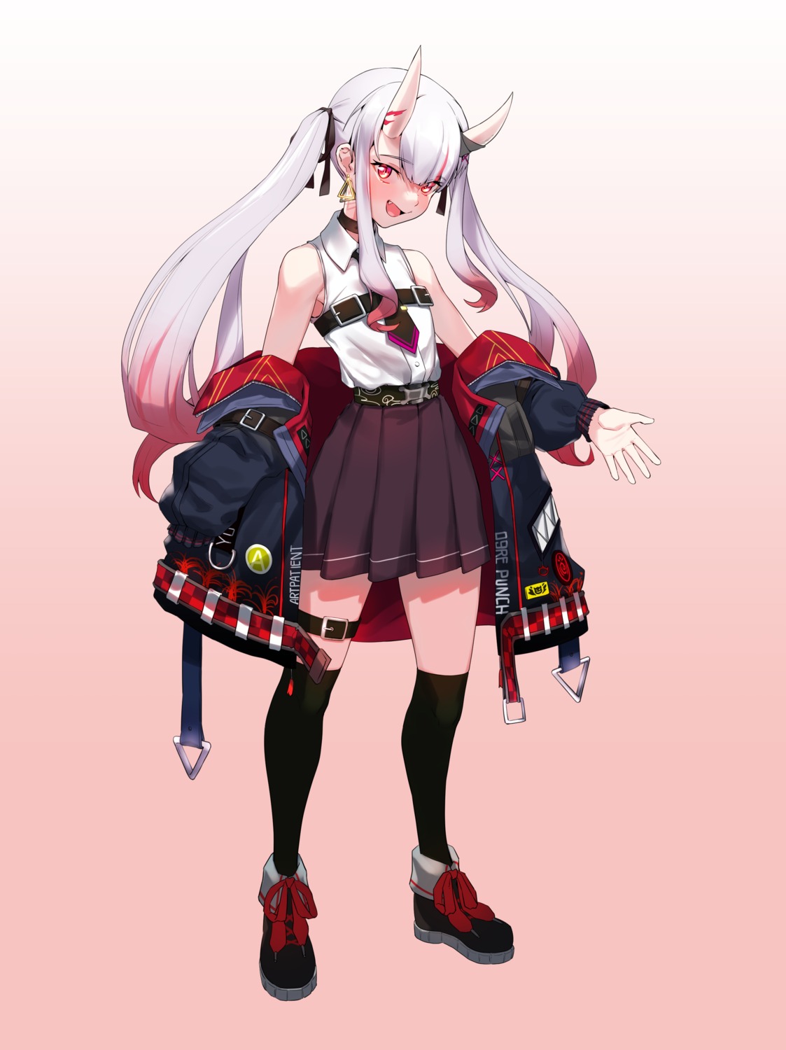artpatient, garter, hololive, horns, nakiri_ayame, thighhighs