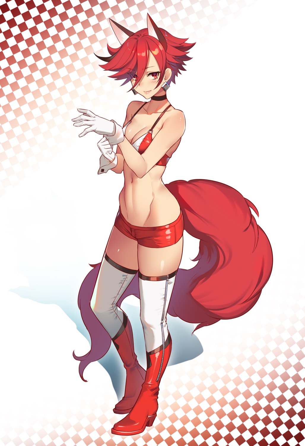 animal_ears, bra, heels, huai_diao_de_zongzi, kenjou_akira, kirakira_precure_a_la_mode, precure, tail, thighhighs