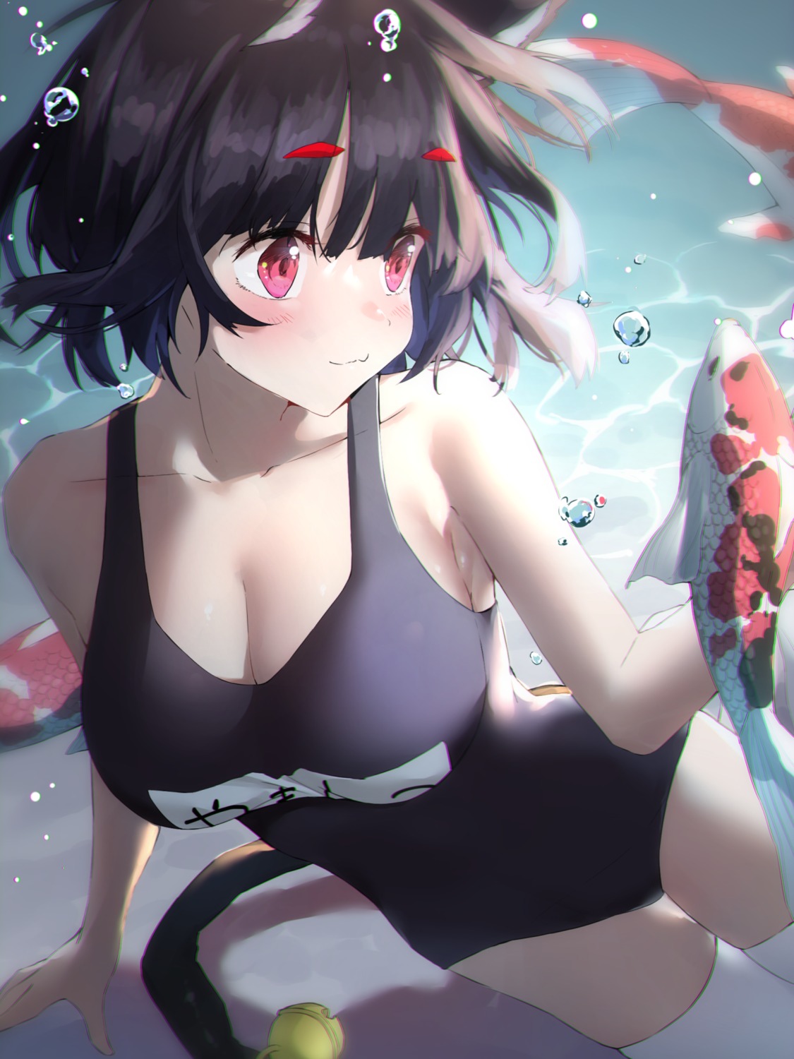 animal_ears, azur_lane, cleavage, cotton, school_swimsuit, swimsuits, tail, thighhighs