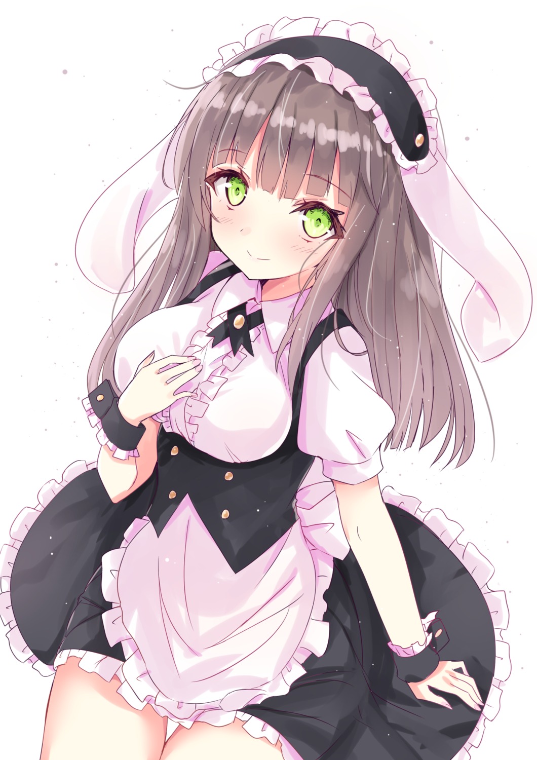 animal_ears, bunny_ears, gochuumon_wa_usagi_desu_ka?, hizaka, maid, skirt_lift, ujimatsu_chiya