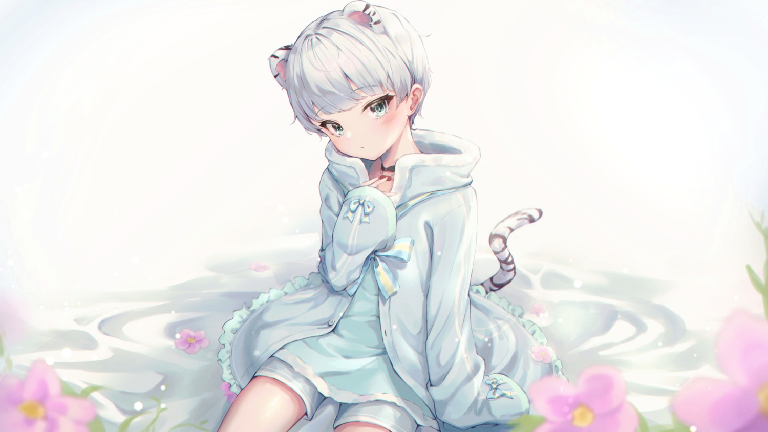 animal_ears, ciawasemono, tail, wallpaper