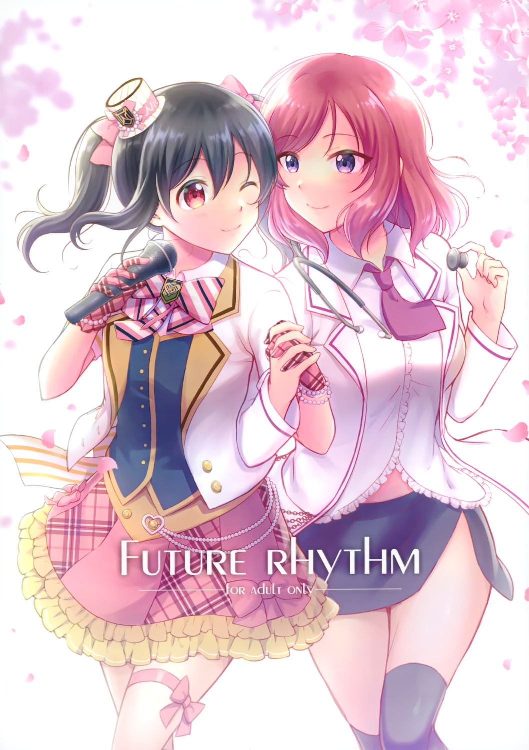 garter, love_live!, love_live!_(series), nishikino_maki, shizuhime, thighhighs, uniform, yazawa_nico, yuri