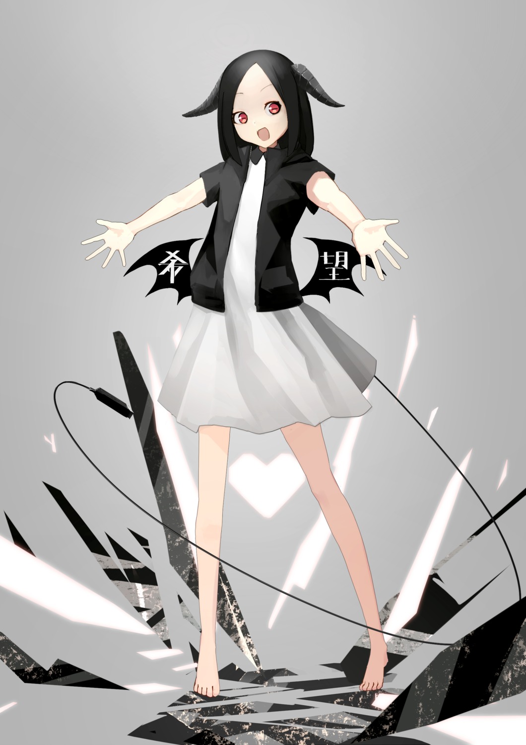devil, dress, horns, kiiui, tail, wings
