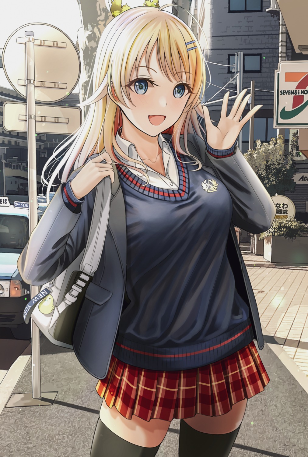 hachimiya_meguru, seifuku, sweater, the_idolm@ster, the_idolm@ster_shiny_colors, thighhighs, turisasu