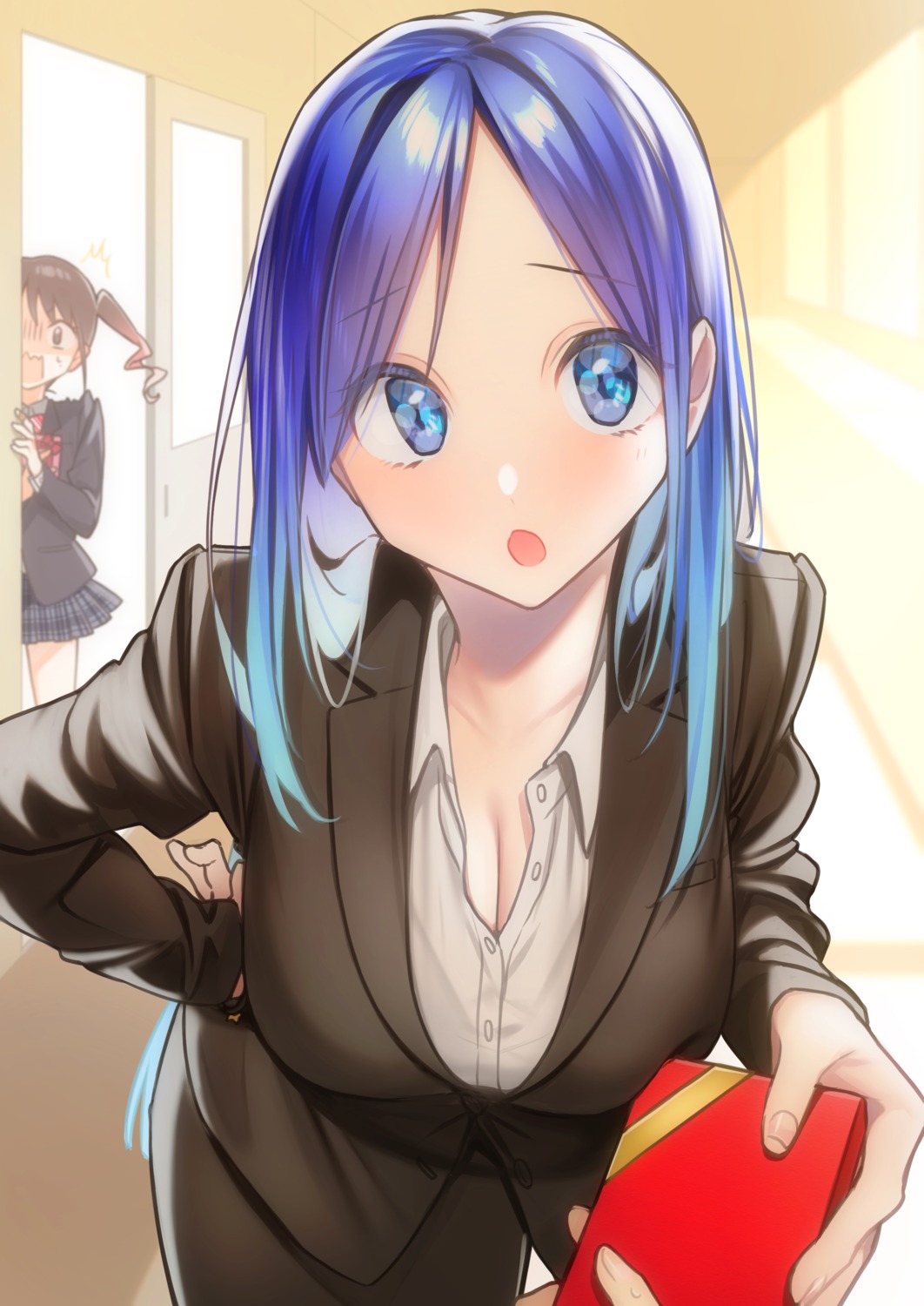 business_suit, cleavage, rinku_(rin9), seifuku, valentine