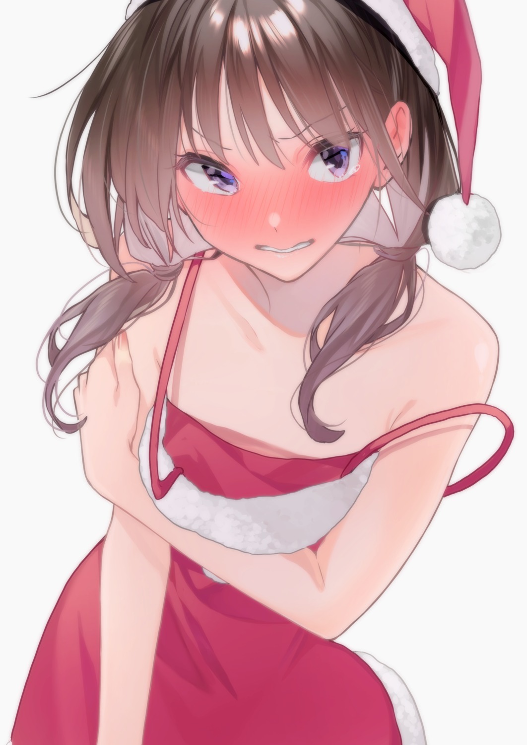 breast_hold, christmas, dress, no_bra, rinku_(rin9)